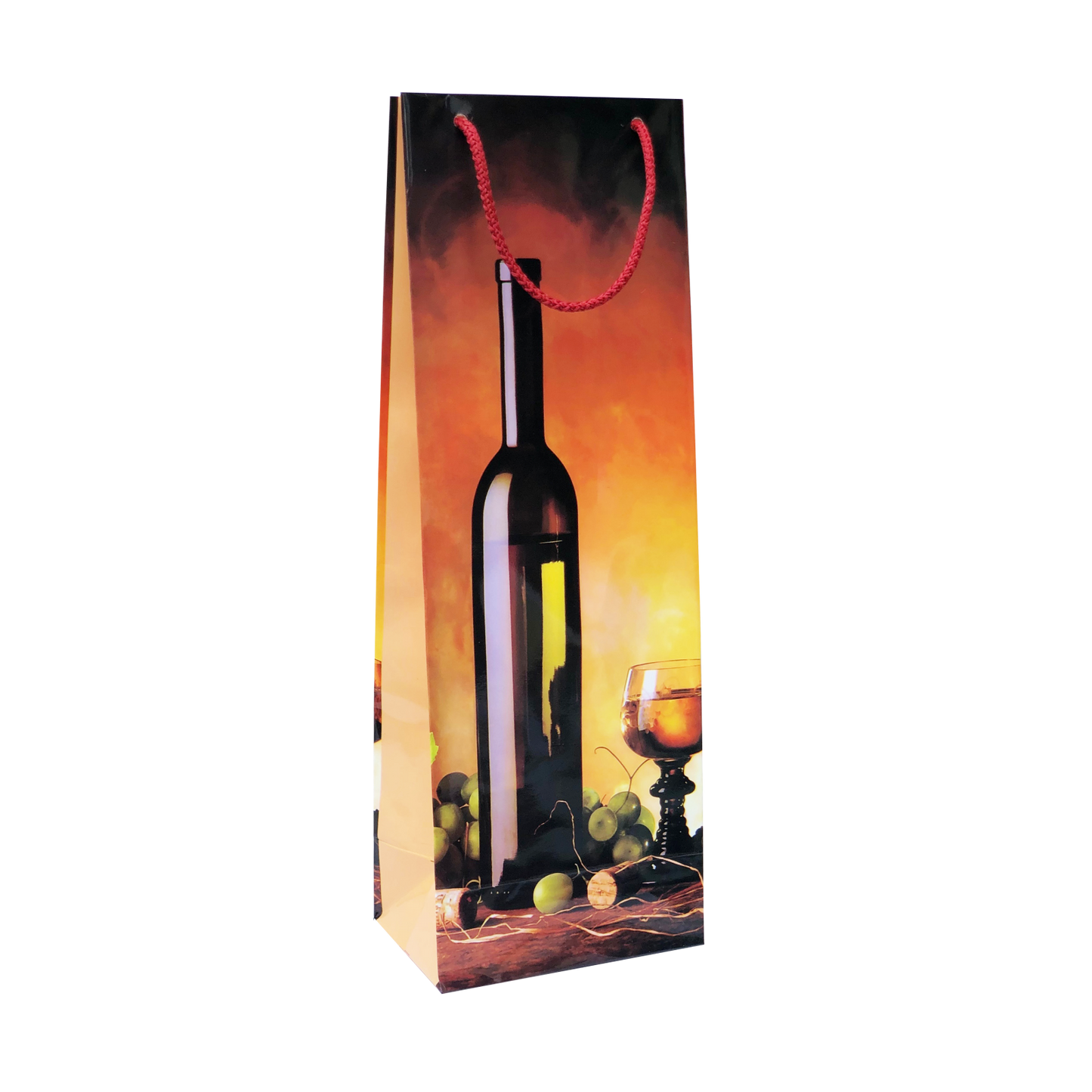 Punga cadou de hartie pentru sticla cu model vara - Sticla vin si pahar