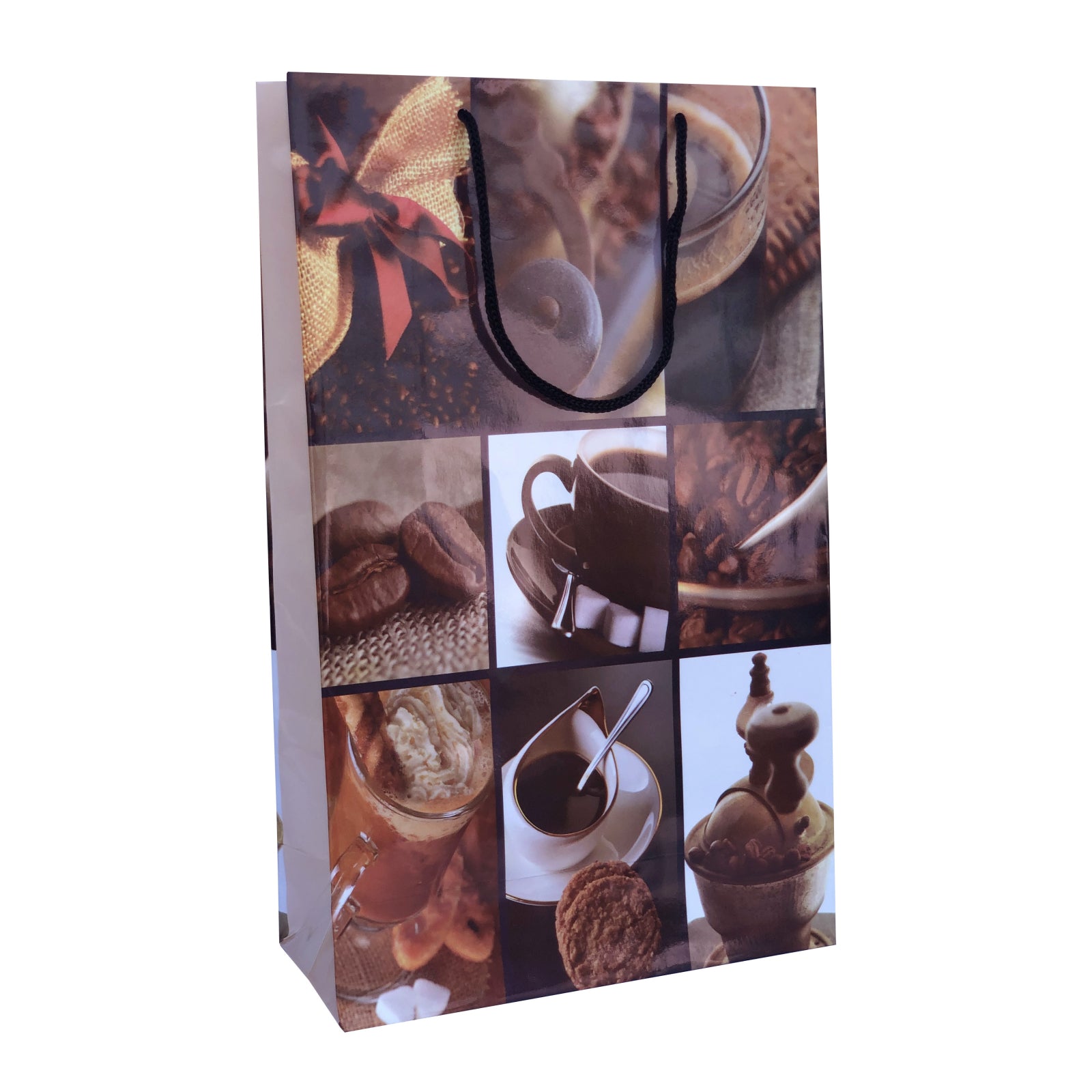 Punga cadou de hartie mare cu model vara - elemente cafea
