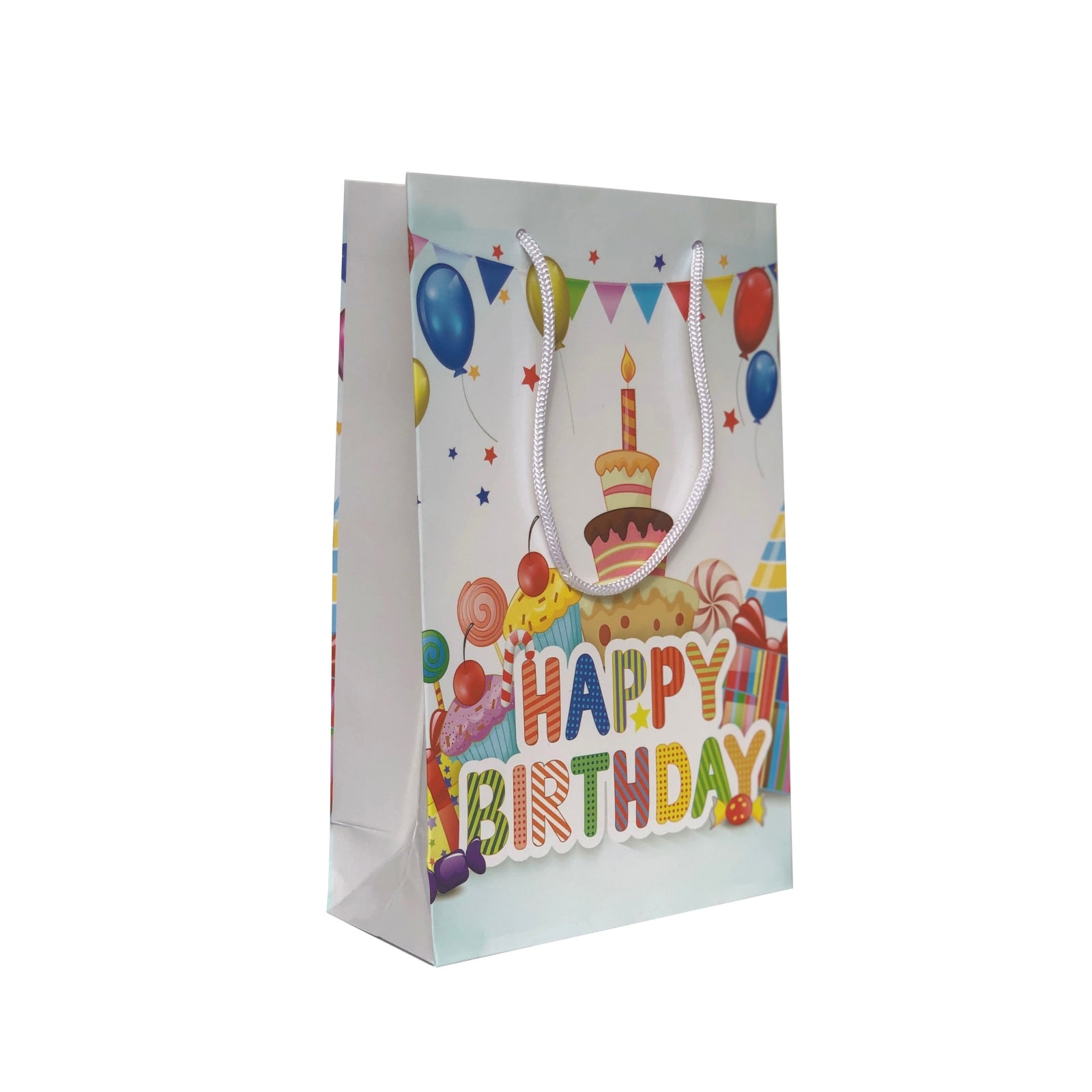Punga cadou de hartie medie cu model vara - Happy Birthday