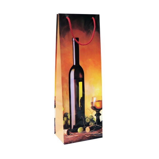 Punga cadou de hartie pentru sticla cu model vara - Sticla vin si pahar